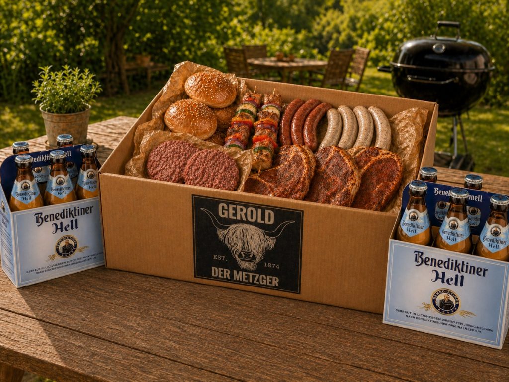 Grillpaket mit Fleisch, Beilagen und Getränken als Team-Preis